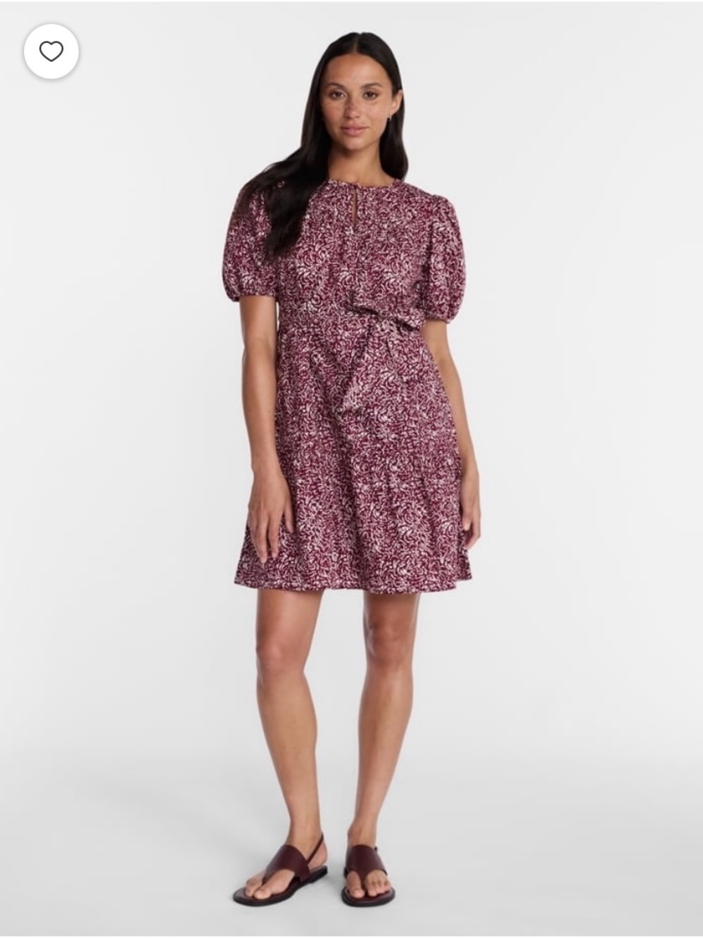 Time and Tru Floral Tie-Waist Puff Sleeve Dress